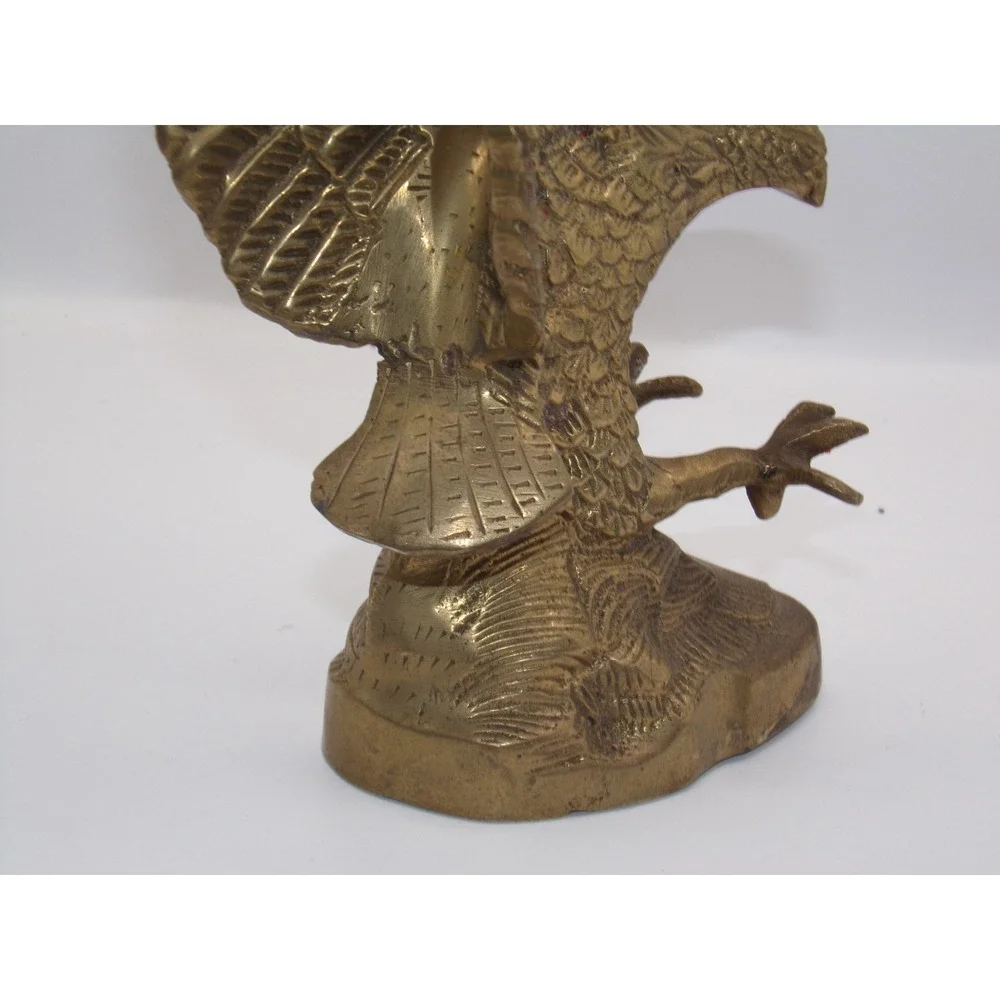 VINTAGE BRASS AMERICAN EAGLE BASE STATUE PAPERWEIGHT IN FLIGHT 9